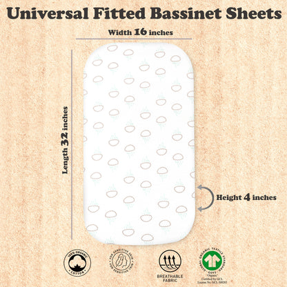 Bublo Baby Fitted Organic Cotton Bassinet Sheets (3-Pack)