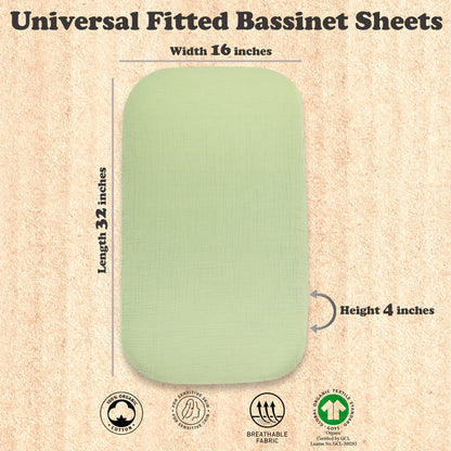 Bublo Baby Organic Muslin Bassinet Sheets (3-Pack)