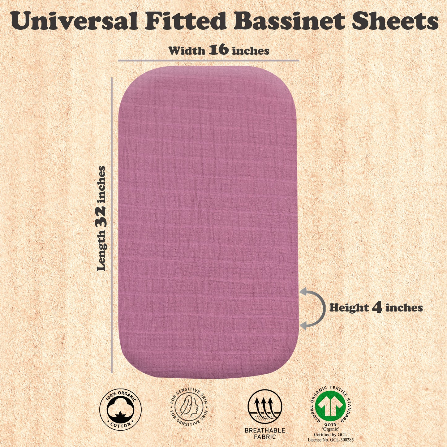 Bublo Baby Organic Muslin Bassinet Sheets (3-Pack)