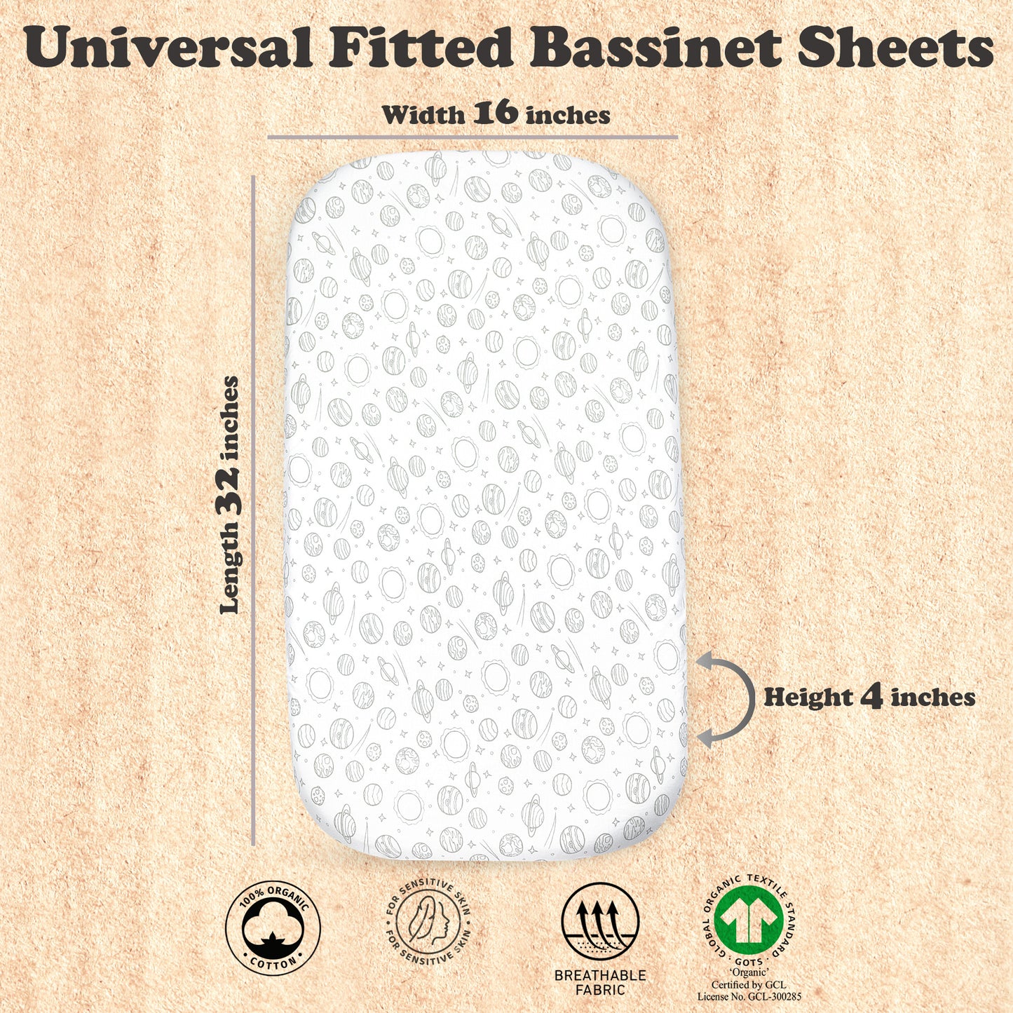 Bublo Baby Organic Bassinet Sheets - Star Print (2-Pack)