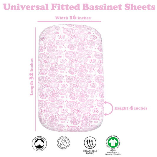 Bublo Baby Bassinet Sheets 4-Pack – Organic Cotton, Universal Fit