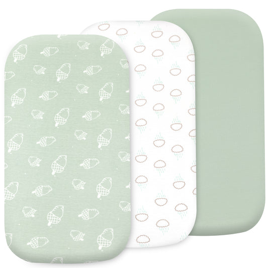 Bublo Baby Organic Bassinet Sheets 3-Pack – Clouds, Ultra-Soft
