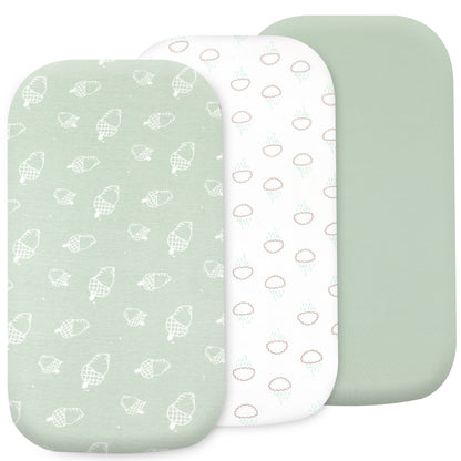 Bublo Baby Fitted Organic Cotton Bassinet Sheets (3-Pack)