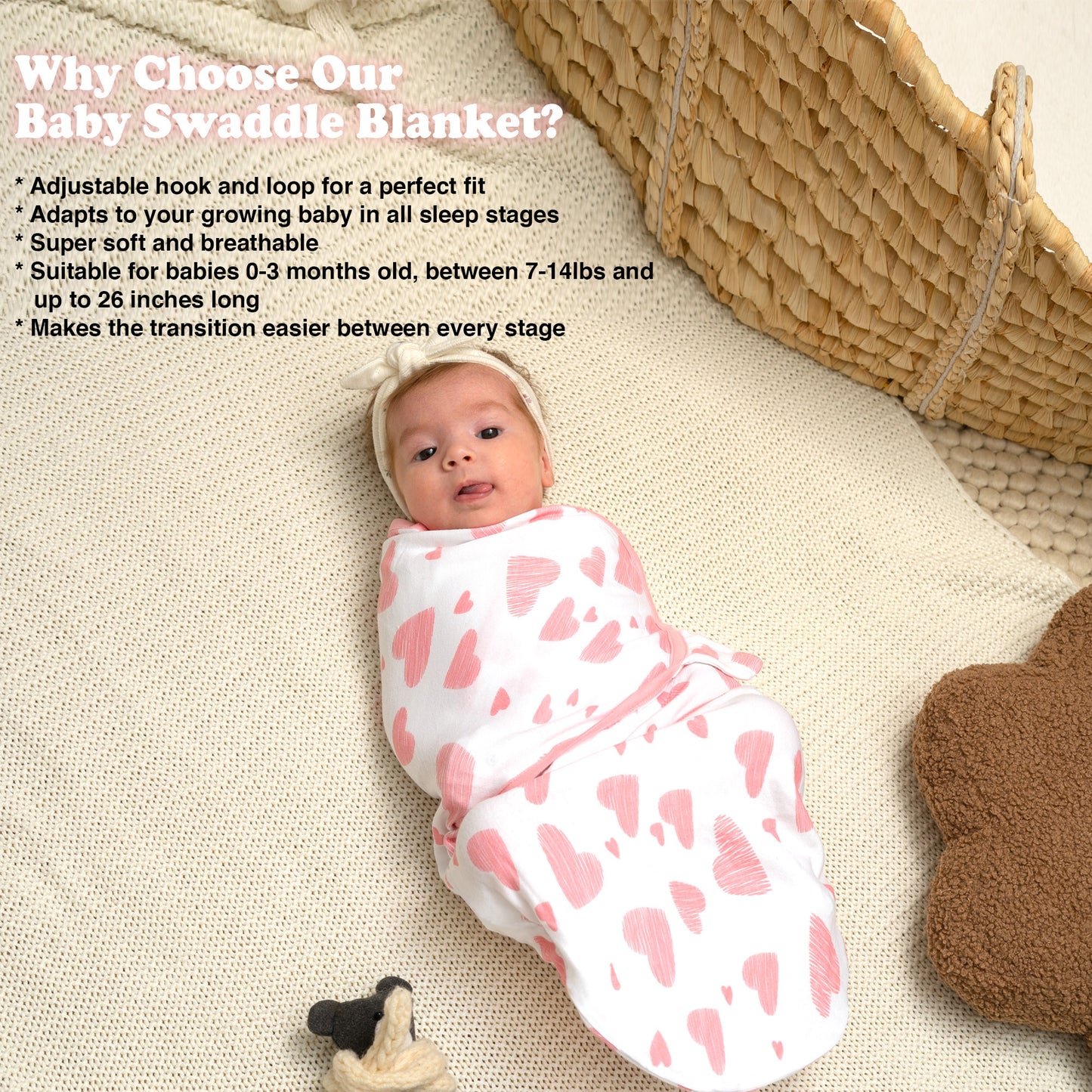 Bublo Baby Organic Adjustable Swaddle Sleep Sacks (3-Pack)