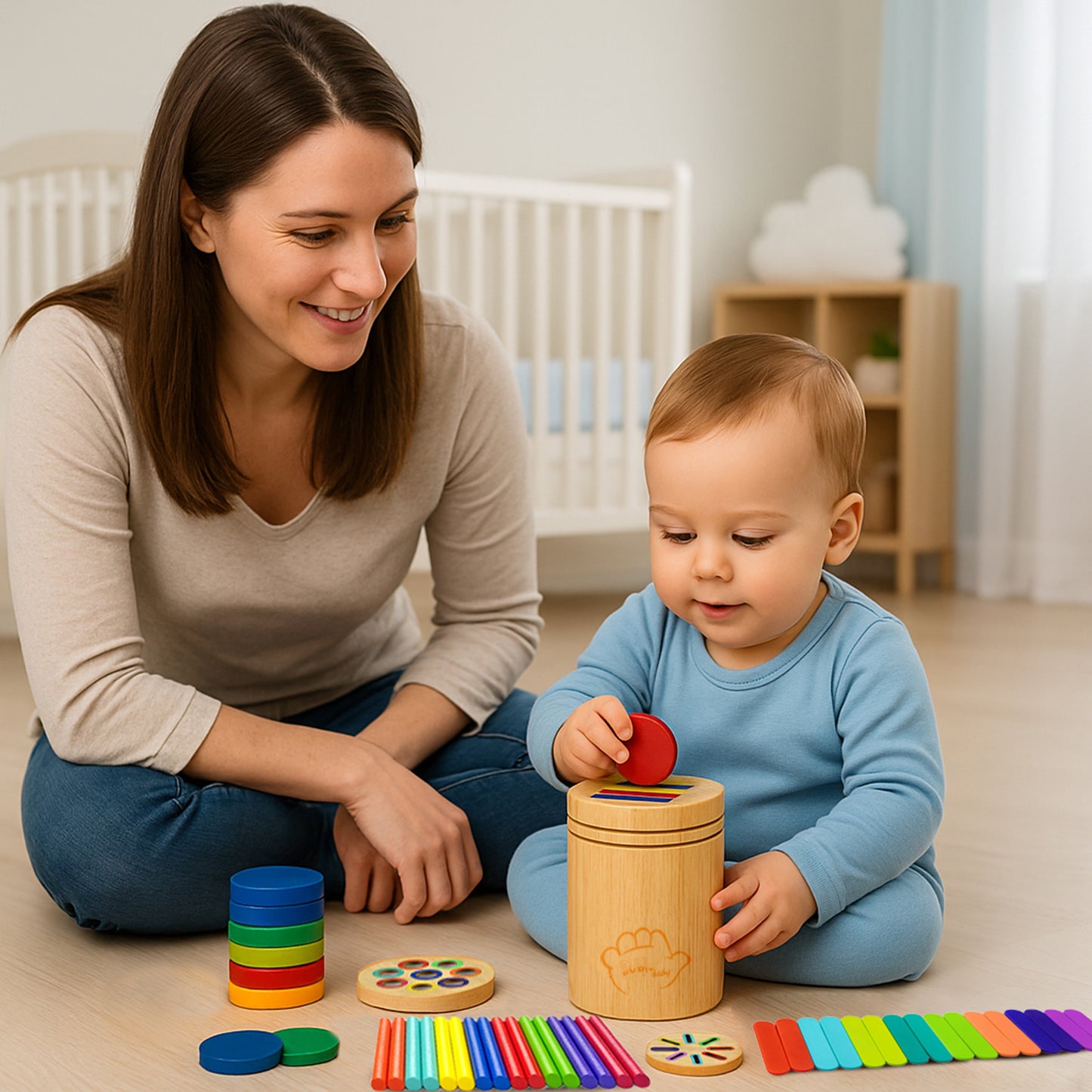 BubloBaby Wooden Montessori Color Sorting Toy
