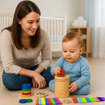 BubloBaby Wooden Montessori Color Sorting Toy