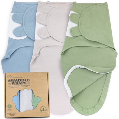 Bublo Baby Organic Zipper Swaddle Sleep Sacks 0-3 Months (3-Pack)