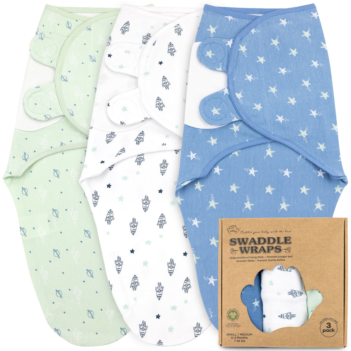 Bublo Baby Organic Newborn Swaddle Sacks (3-Pack)