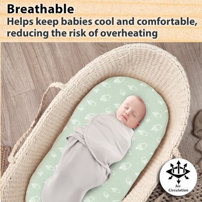 Bublo Baby Fitted Organic Cotton Bassinet Sheets (3-Pack)