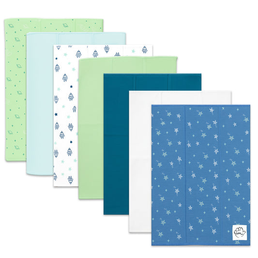 Bublo Baby Organic Galaxy Baby Burp Cloths 6-Pack (12x16 in)