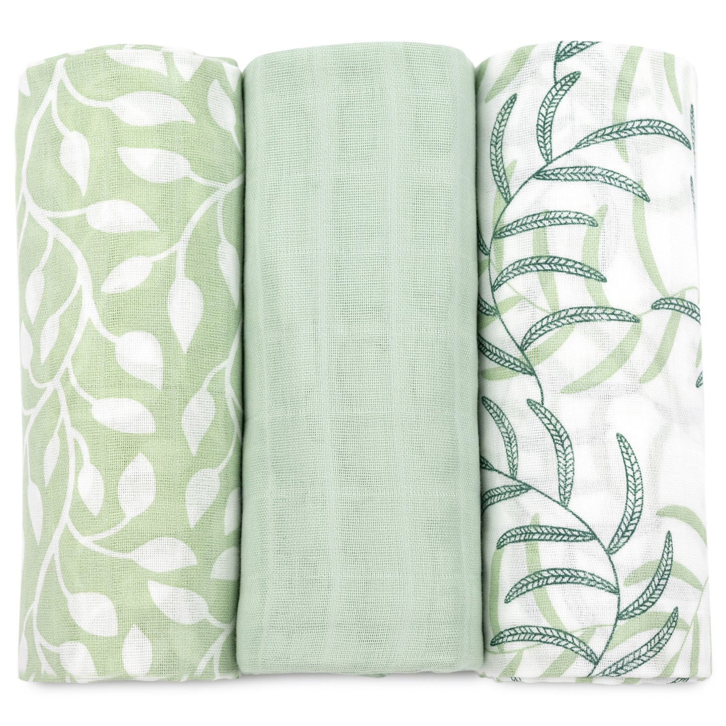 Bublo Baby Green Muslin Swaddle Blankets (3-Pack)