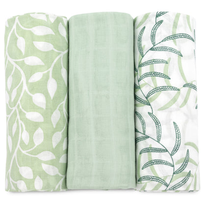 Bublo Baby Green Muslin Swaddle Blankets (3-Pack)