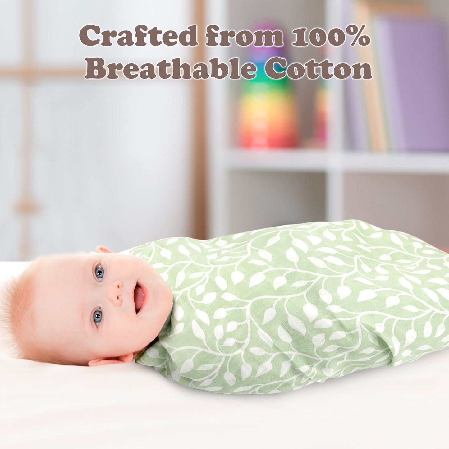 Bublo Baby Green Muslin Swaddle Blankets (3-Pack)