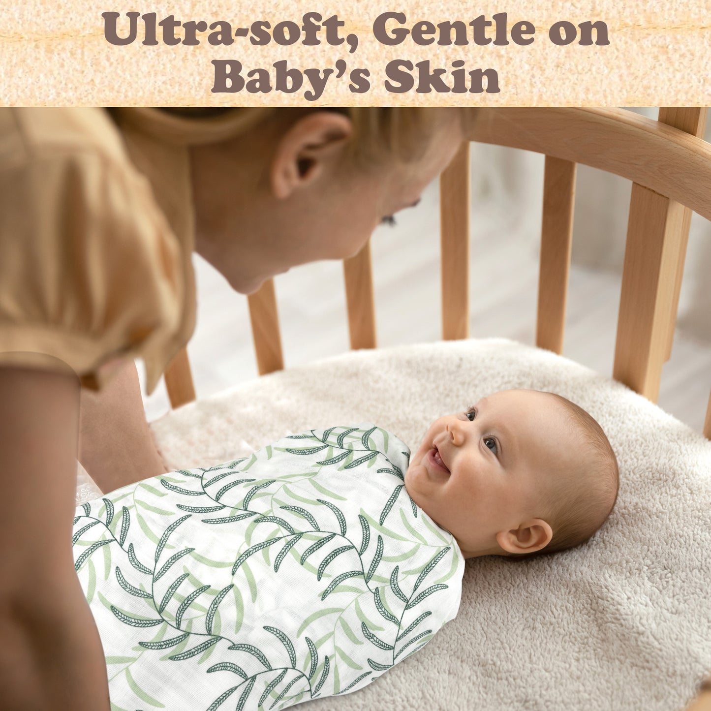 Bublo Baby Green Muslin Swaddle Blankets (3-Pack)