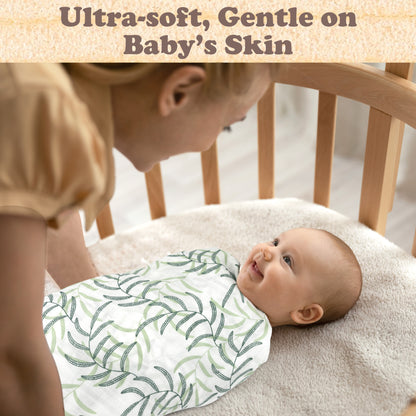Bublo Baby Green Muslin Swaddle Blankets (3-Pack)