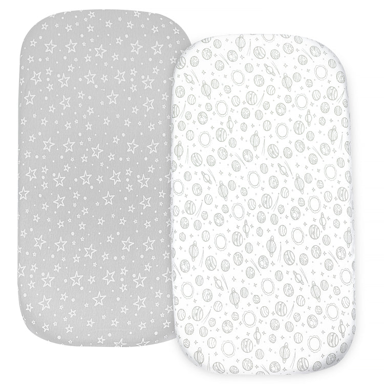 Bublo Baby Organic cotton Bassinet Sheets   2-Pack Grey Starts