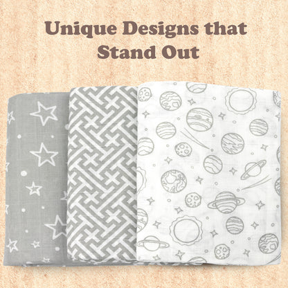 Bublo Baby Organic Muslin Swaddle Blankets (3-Pack)