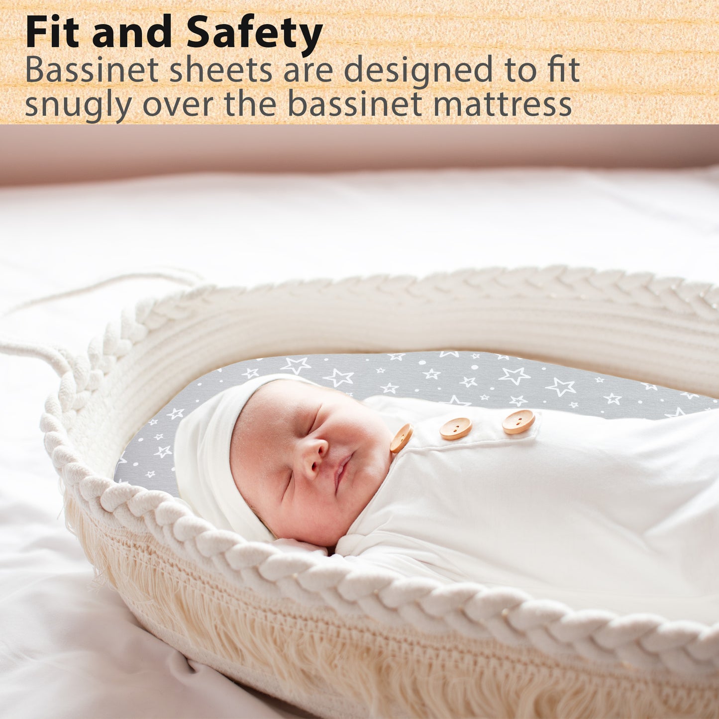 Bublo Baby Organic Bassinet Sheets - Star Print (2-Pack)