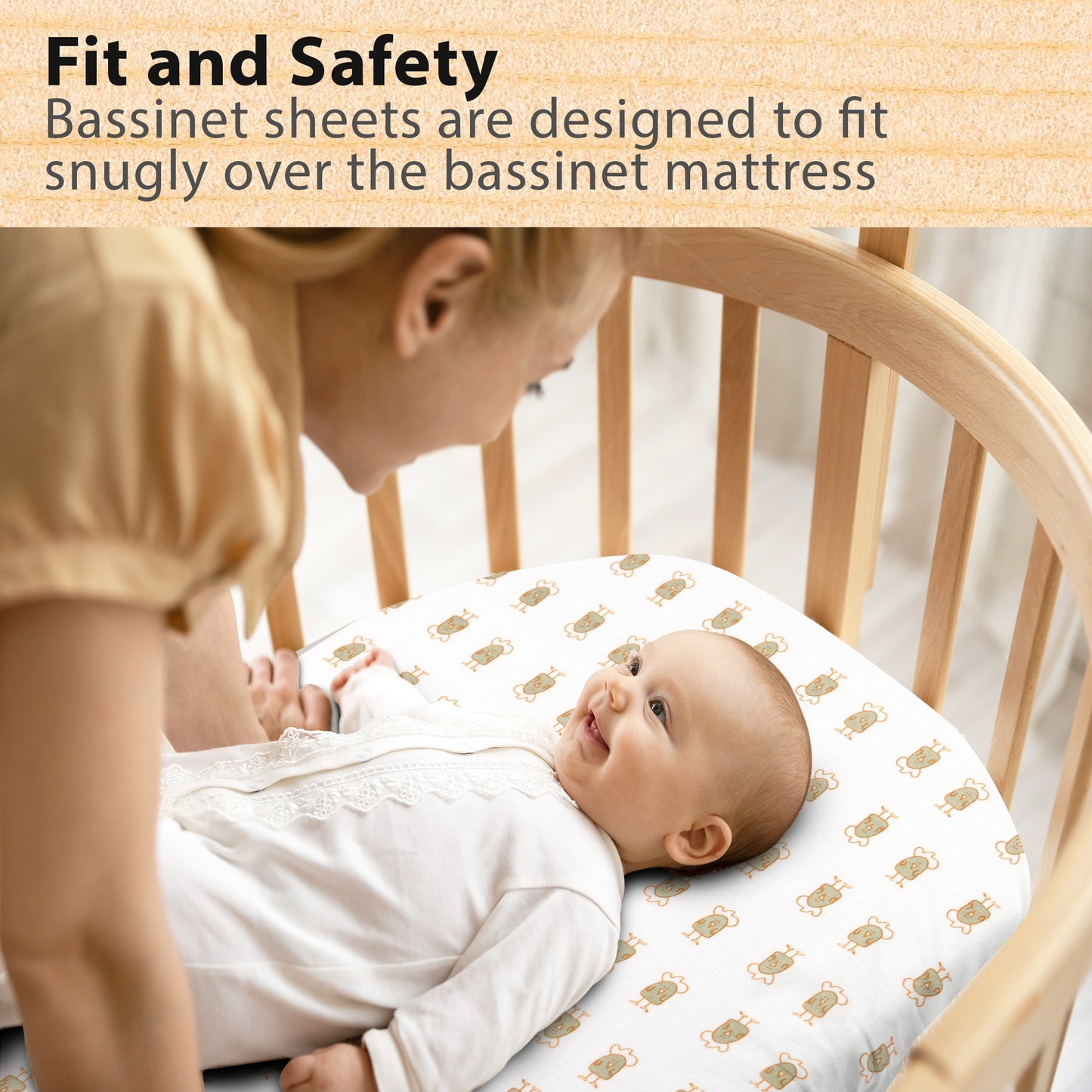 Bublo Baby Fitted Organic Cotton Bassinet Sheets (3-Pack)