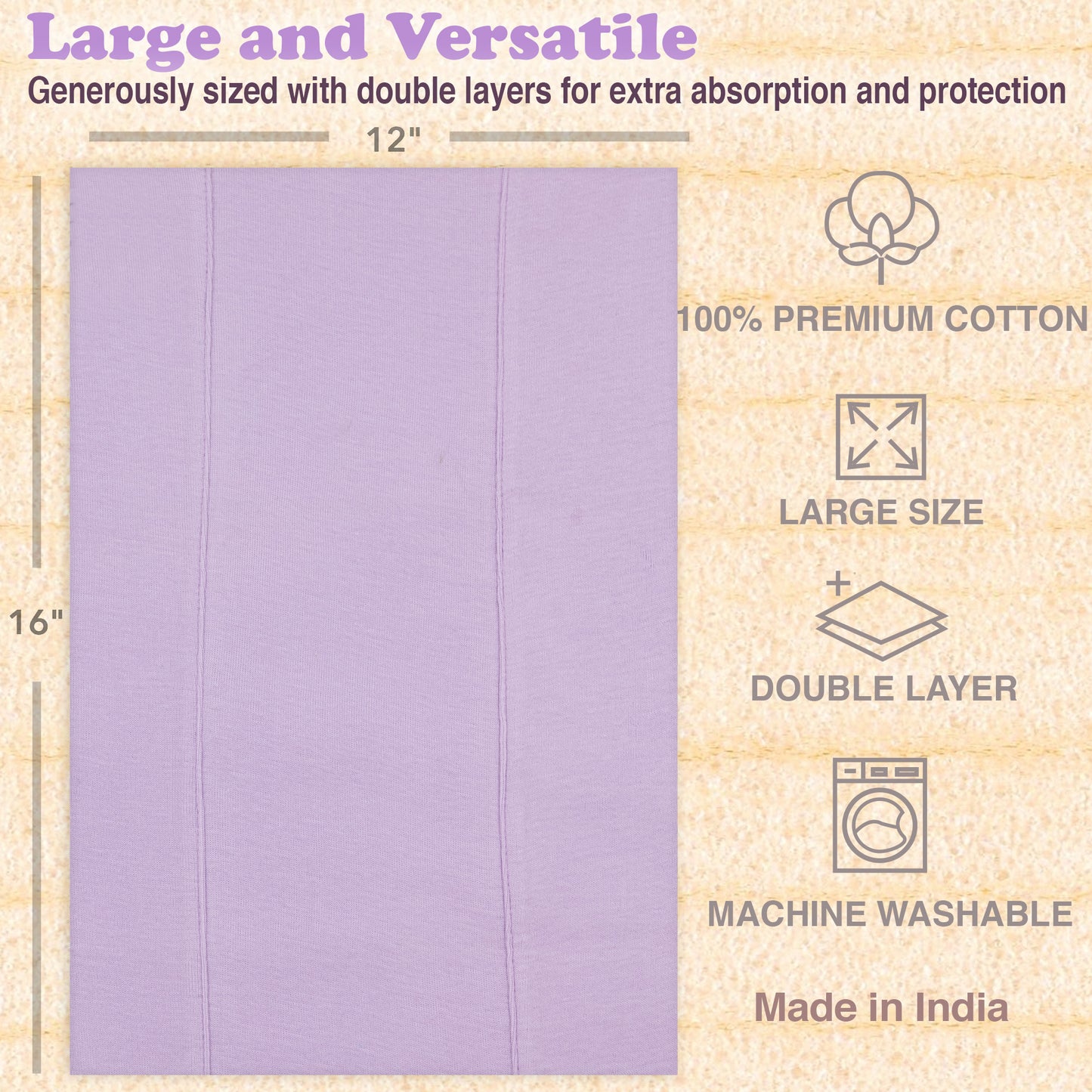 BubloBaby Organic Lavender Baby Burp Cloths 6-Pack 12x16 in