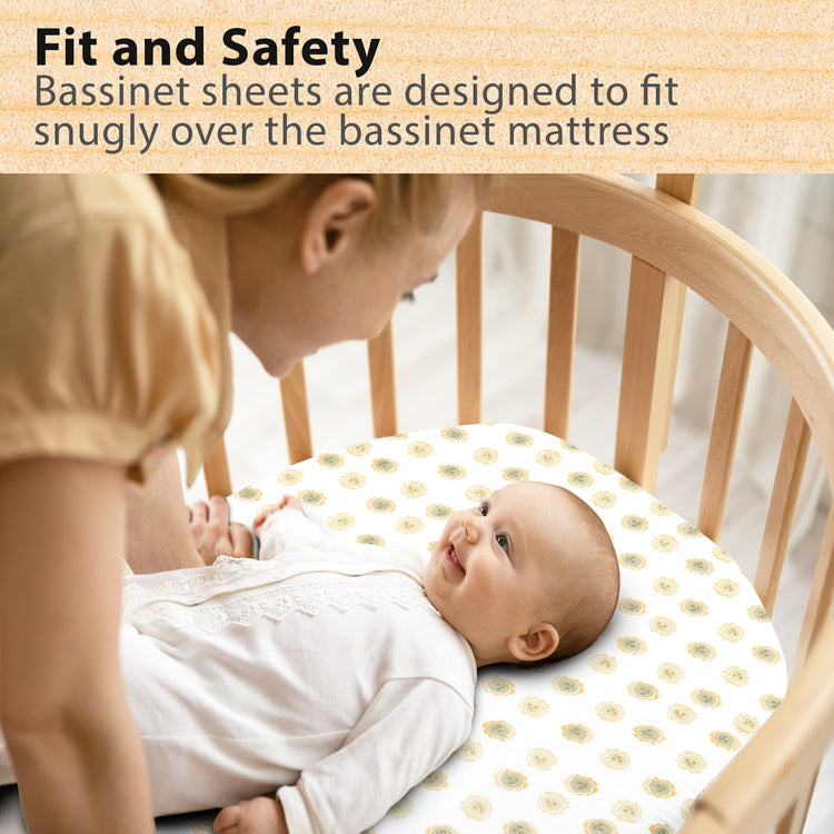 Bublo Baby Organic Bassinet Sheets 3-Pack | Ultra-Soft Fitted - Lions