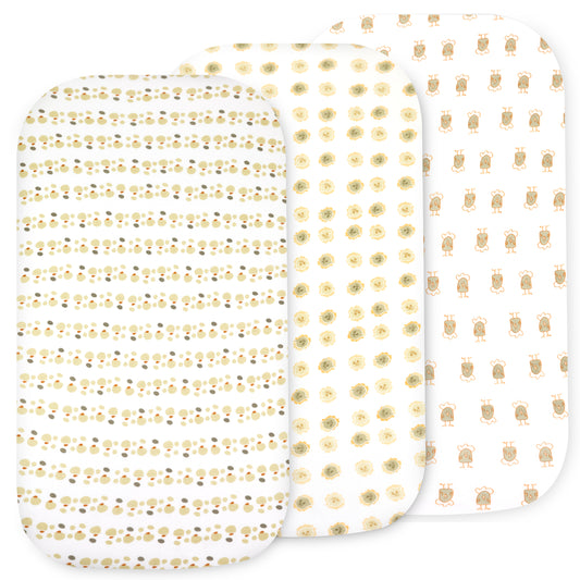 BubloBaby Organic Bassinet Sheets 3-Pack – Soft Fitted Lions