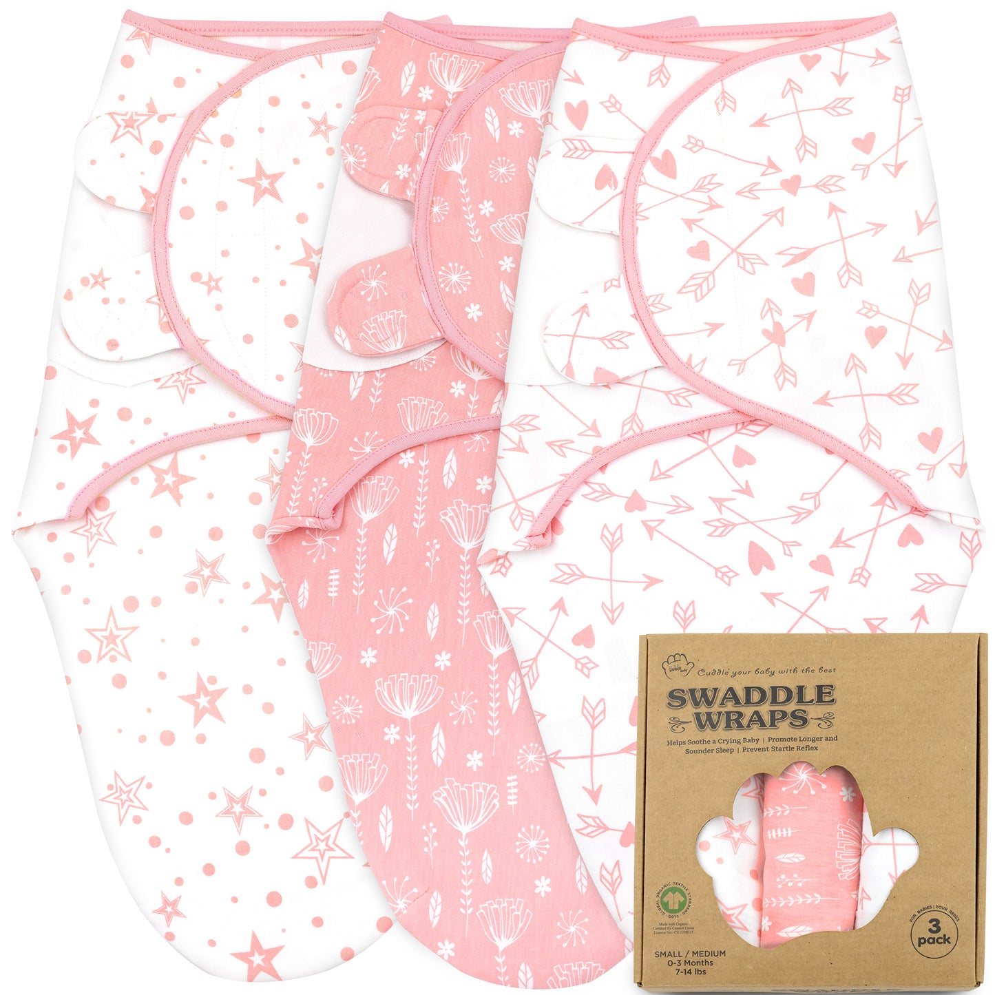 Bublo Baby Organic Adjustable Swaddle Sleep Sacks (3-Pack)