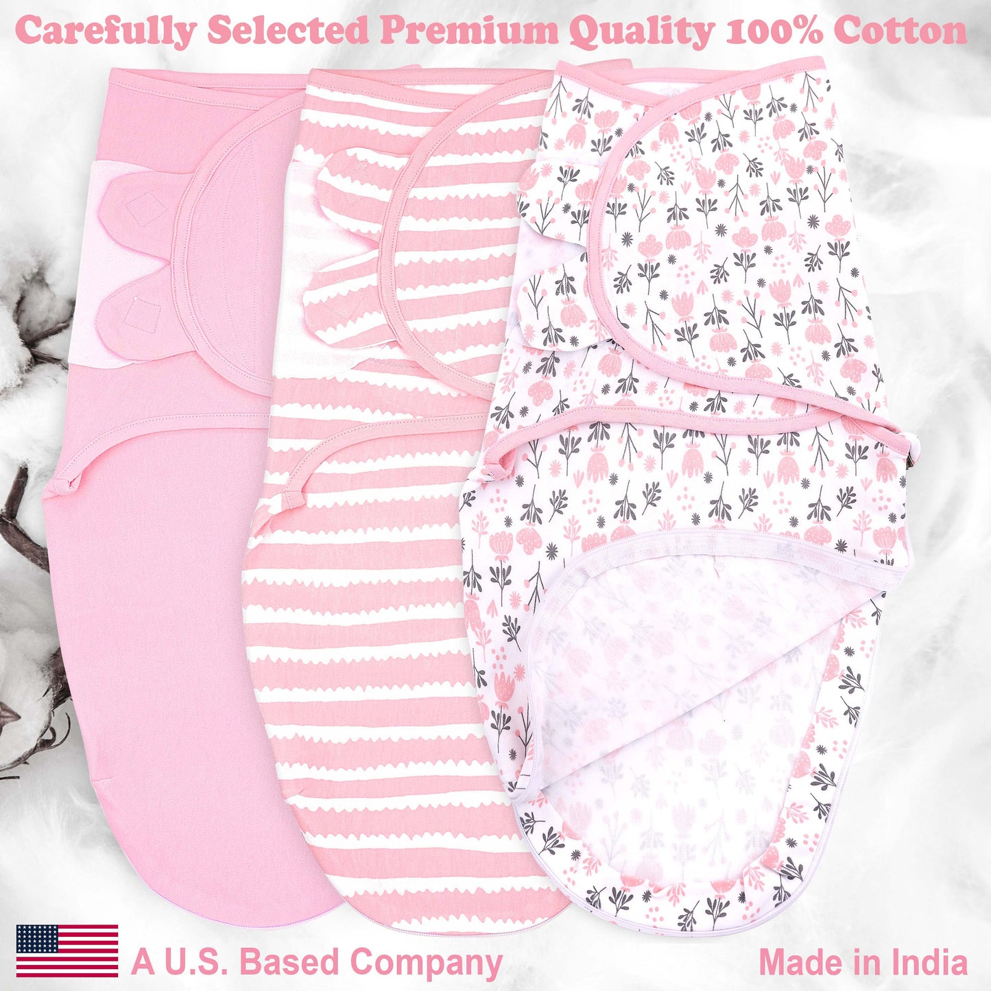 Bublo Baby Organic Zipper Swaddle Sleep Sacks 0-3 Months (3-Pack)
