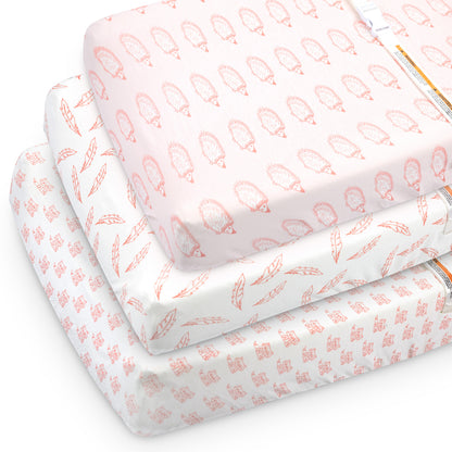 Bublo Baby Organic Fitted Changing Pad Covers - Foxes (3-Pack)