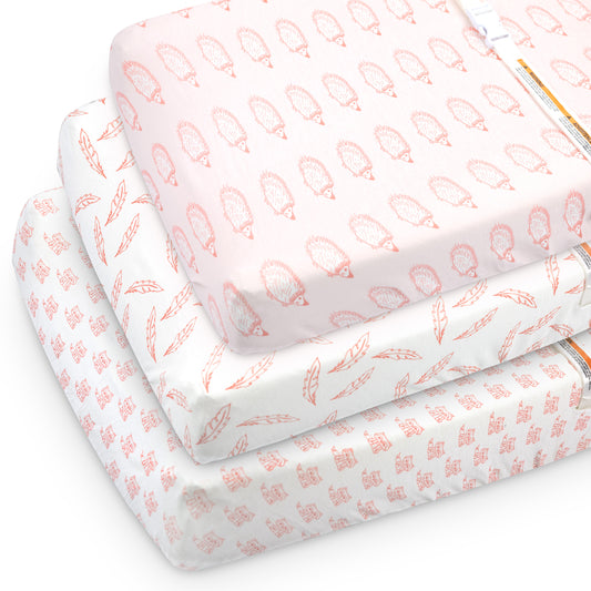 Bublo Baby Organic Fitted Changing Pad Covers - Foxes (3-Pack)