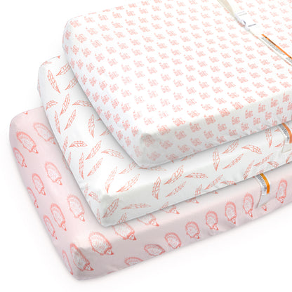 Bublo Baby Organic Fitted Changing Pad Covers - Foxes (3-Pack)