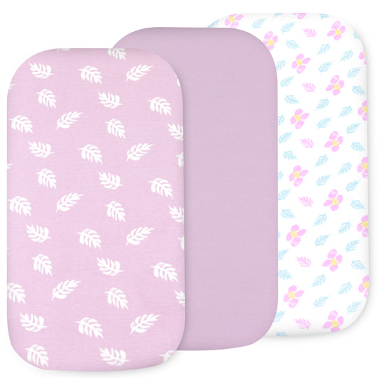 Bublo Baby Organic Bassinet Sheets 3-Pack – Flowers, Ultra-Soft