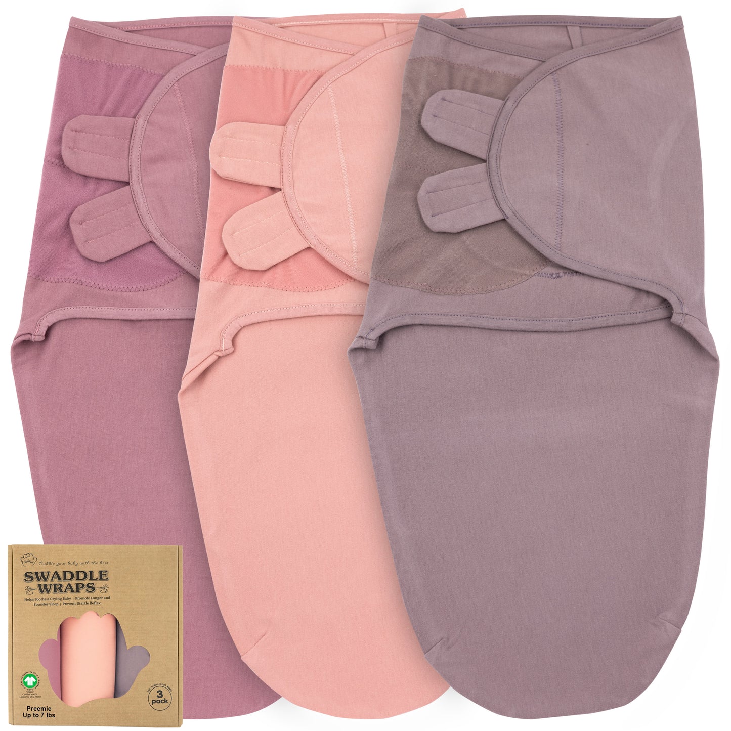 Bublo Baby Organic Adjustable Swaddle Sleep Sacks (3-Pack)