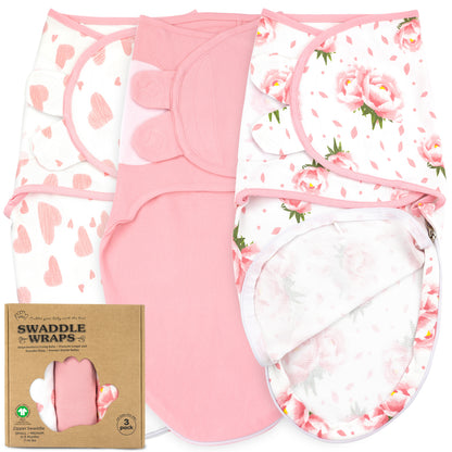 Bublo Baby Organic Zipper Swaddle Sleep Sacks 0-3 Months (3-Pack)