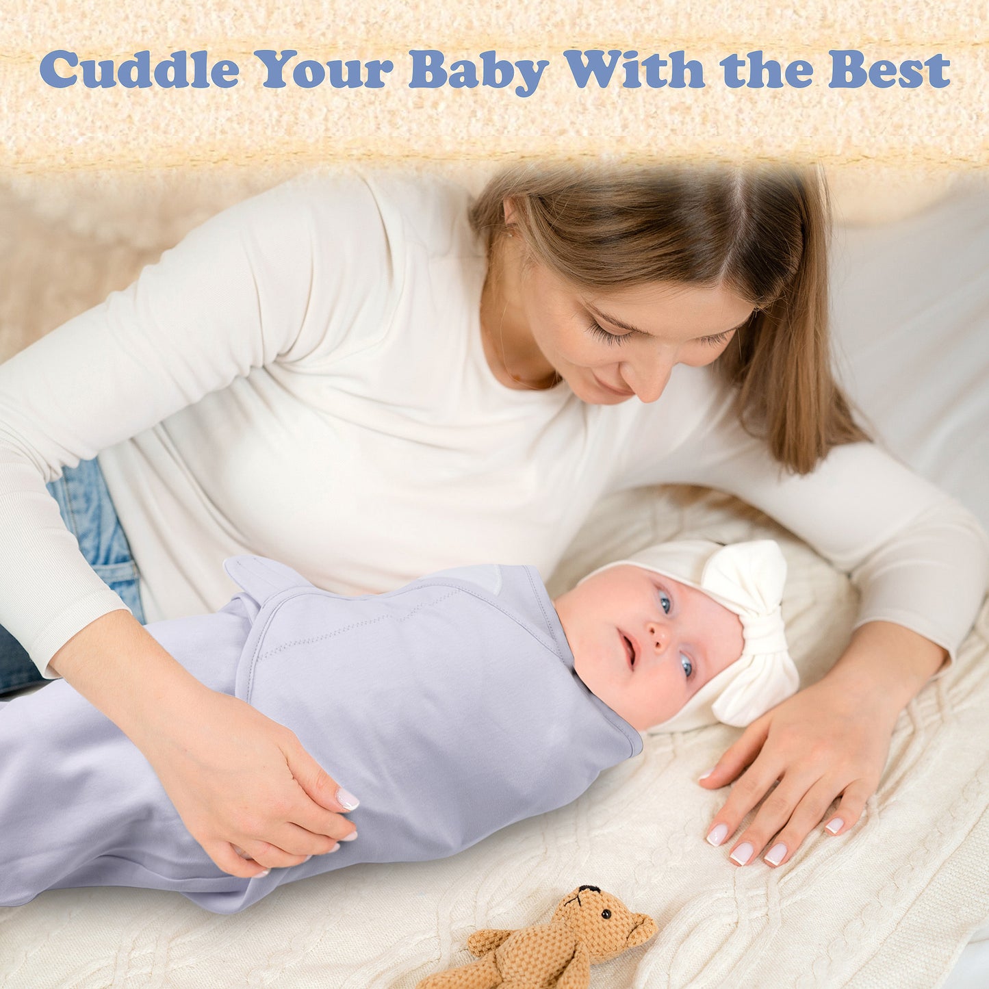 BubloBaby Organic Velcro Swaddle Sleep Sacks 0-3 Months (4-Pack)