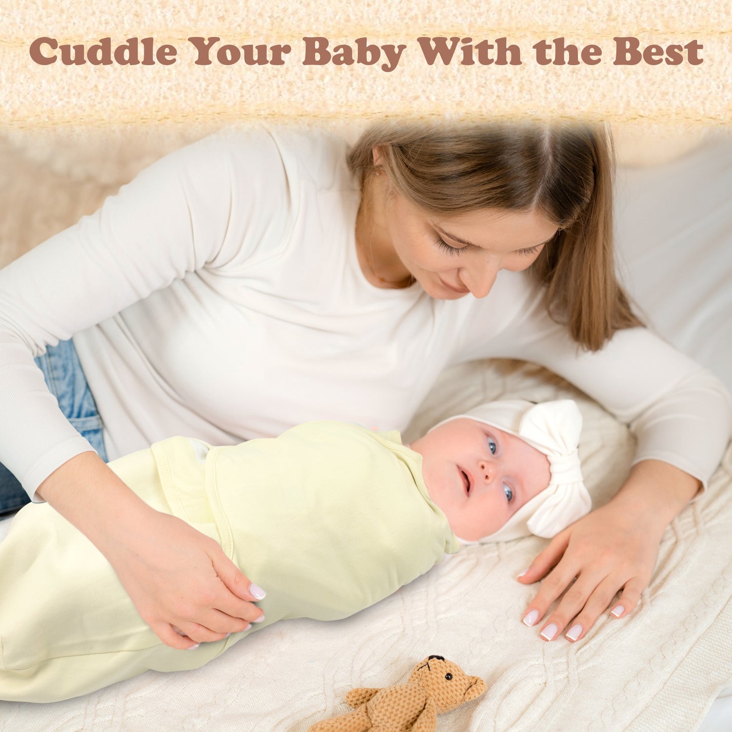BubloBaby Organic Velcro Swaddle Sleep Sacks 0-3 Months (4-Pack)