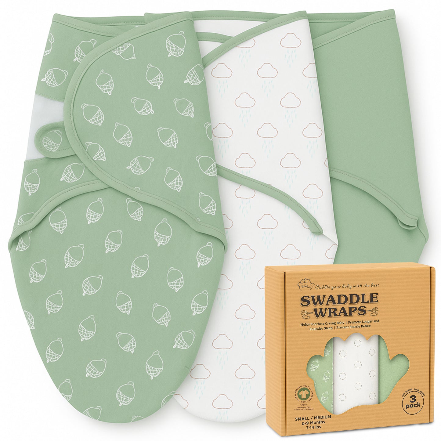 Bublo Baby Organic Newborn Swaddle Sacks (3-Pack)