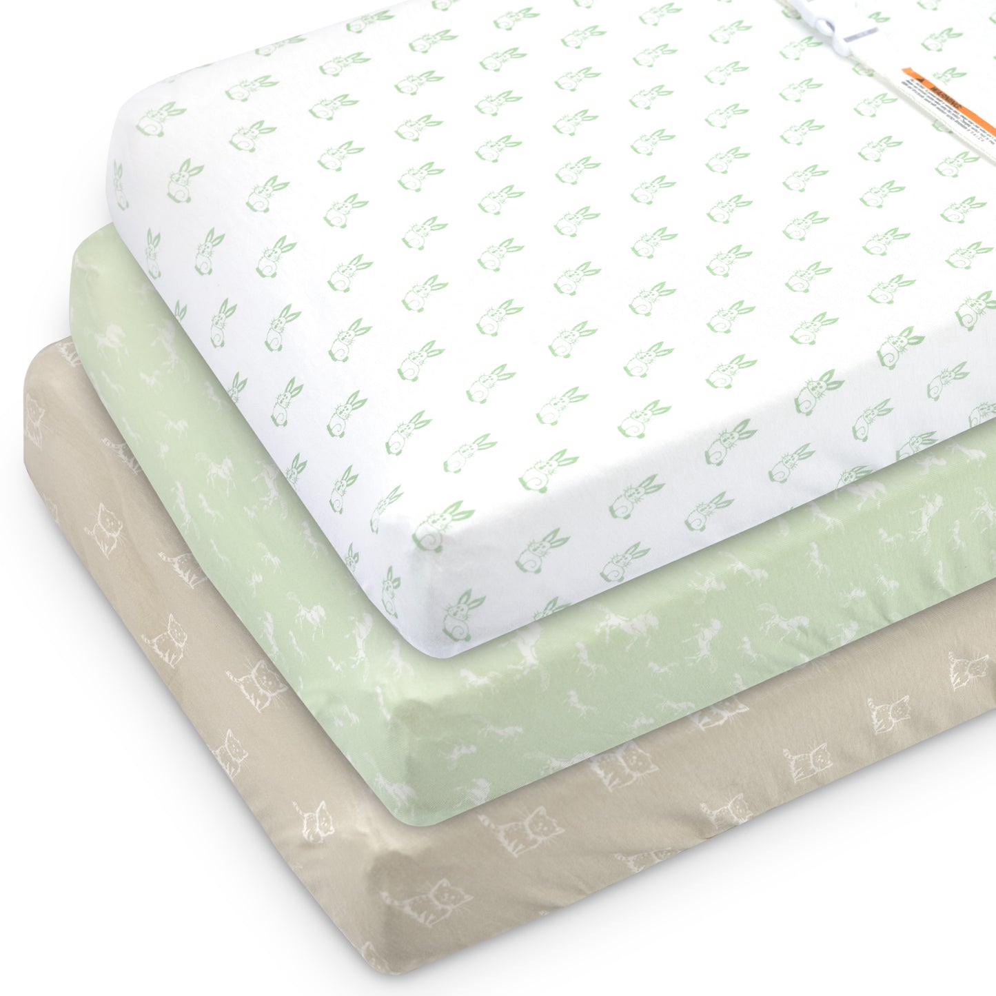 Bublo Baby Organic Fitted Changing Pad Covers - Horses (3-Pack)
