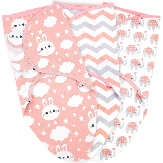 Bublo Baby Swaddle Blanket 3-Pack – Coral, Adjustable 3–6 Months