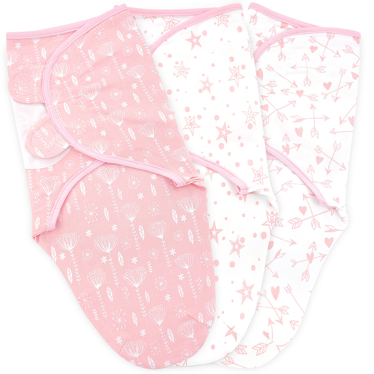 Bublo Baby Adjustable Swaddle Sleep Sacks - Rose Pink (3-Pack)