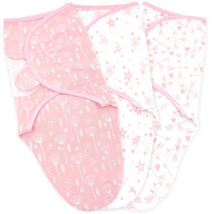 Bublo Baby Adjustable Swaddle Sleep Sacks - Rose Pink (3-Pack)