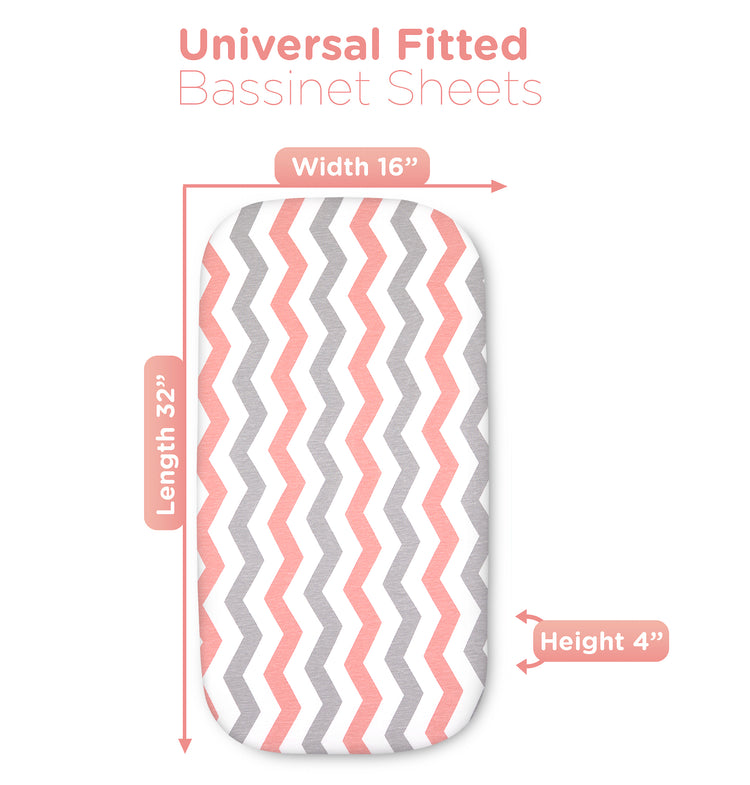 Bublo Baby Bassinet Sheet Set for Boy and Girl, 3 Pack, Universal Fitted for Oval, Hourglass & Rectangle Bassinet Mattress, Fitted Sheets Size 32 x 16 x 4 Inches