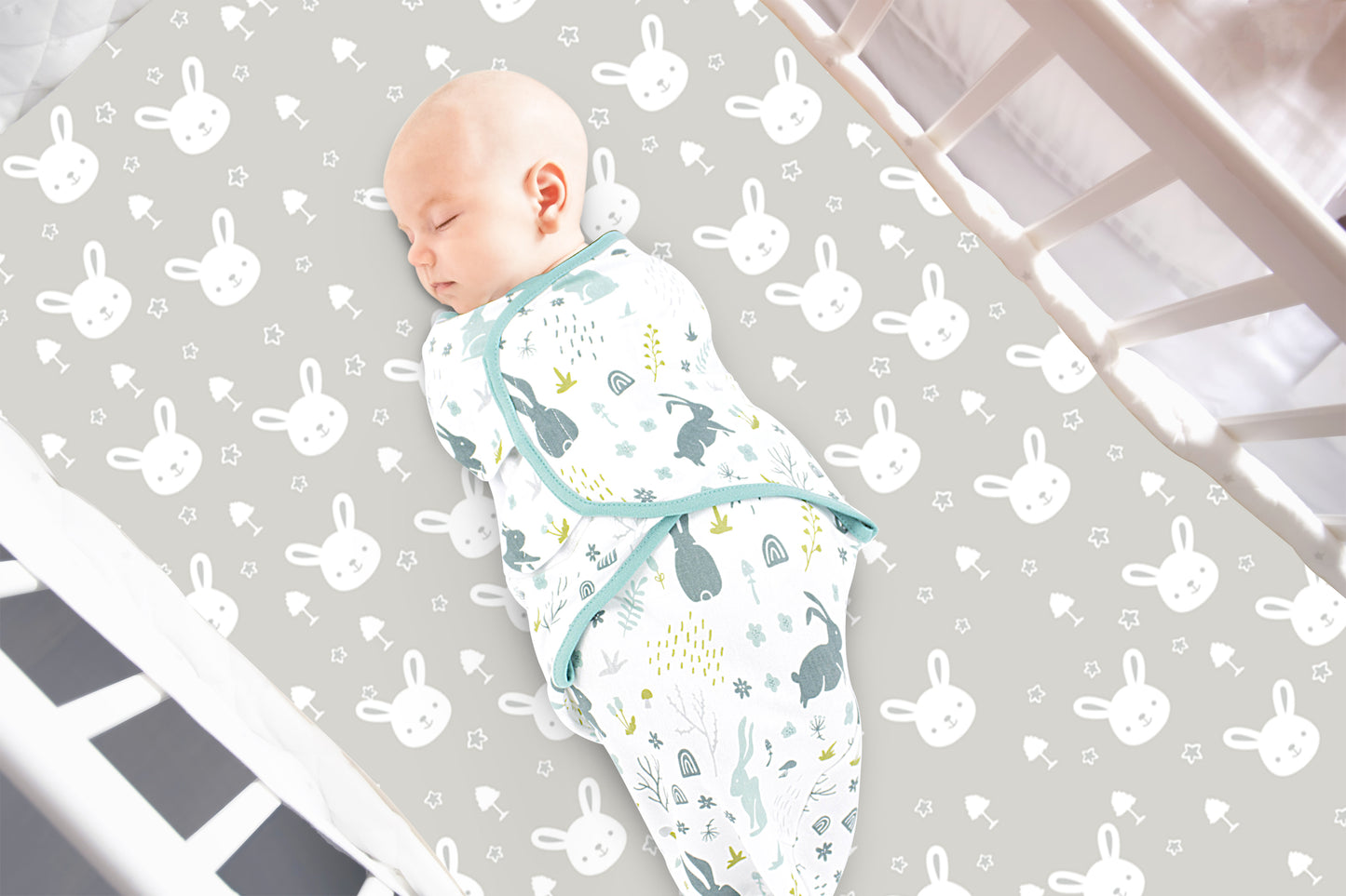 Bubo Baby Mini Crib Sheets 2-Pack – Grey White Jersey Cotton