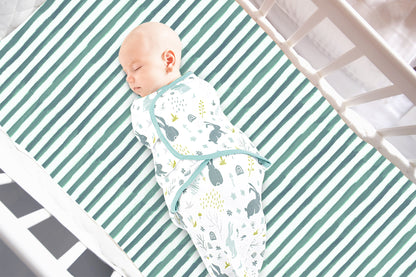 Bubo Baby Mini Crib Sheets 2-Pack – Green Leaf Jersey Cotton