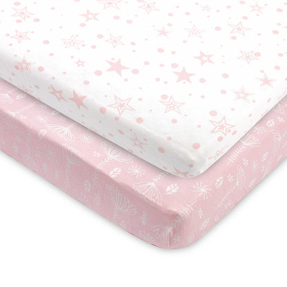 Bubo Baby Mini Crib Sheets 2-Pack – Pink Jersey Cotton
