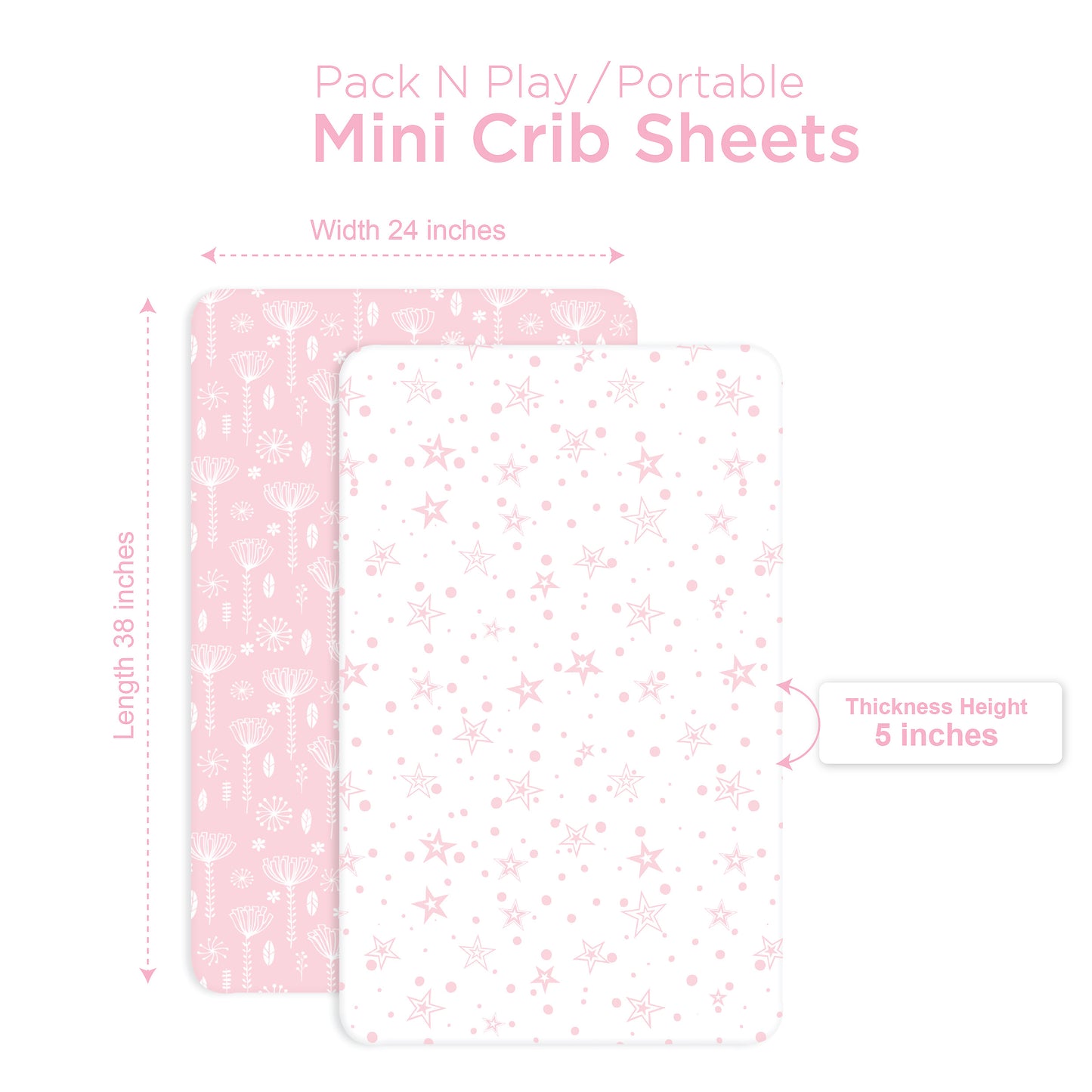 Bubo Baby Mini Crib Sheets 2-Pack – Pink Jersey Cotton