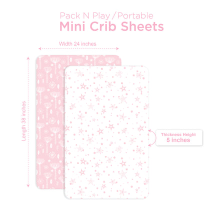 Bubo Baby Mini Crib Sheets 2-Pack – Pink Jersey Cotton